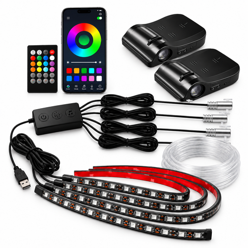 AETHERION complete RGB automotive lighting bundle — product photo